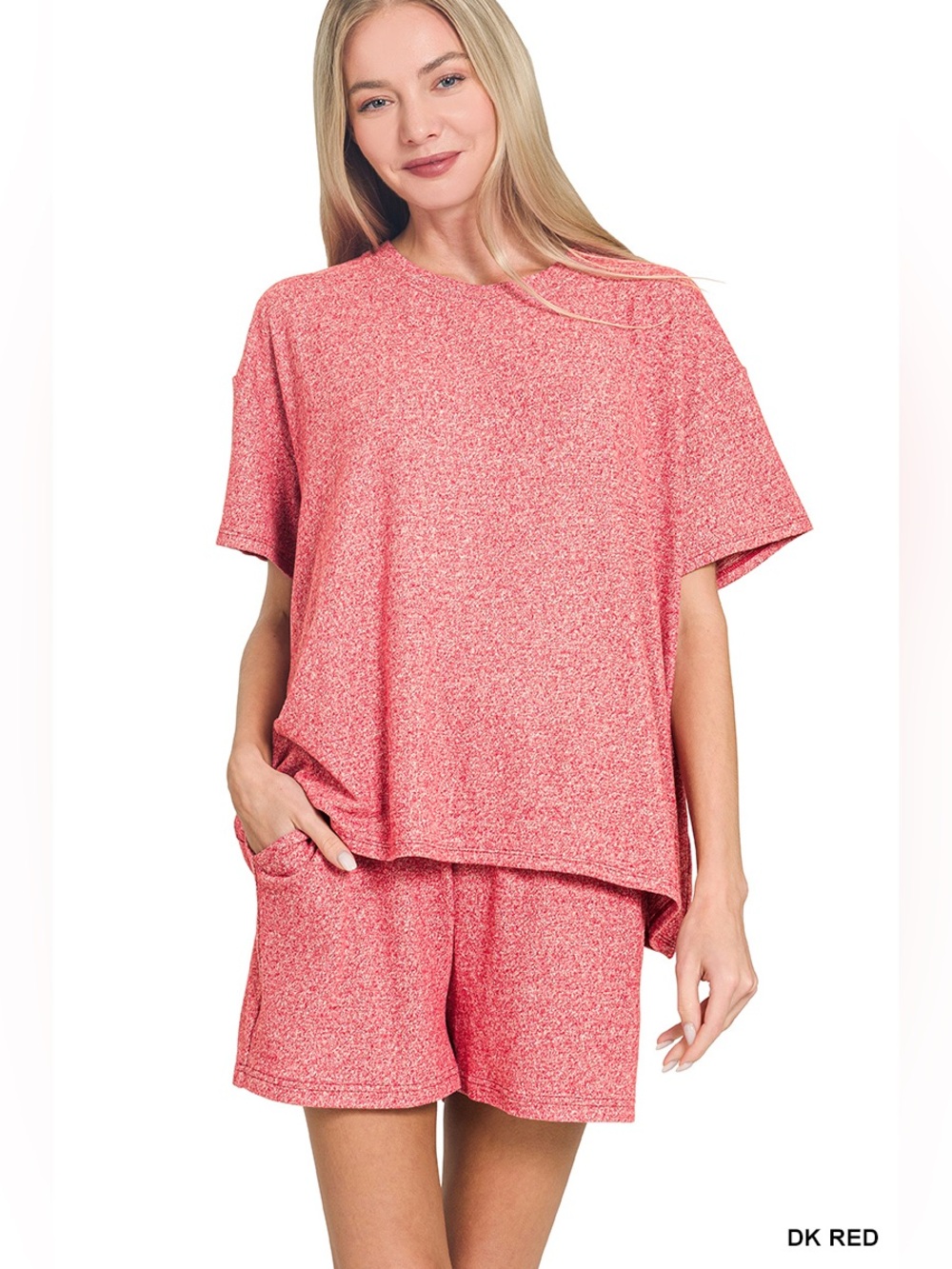 Zenana SOFT MELANGE SHORT SLEEVE TEE & SHORT PANTS SET